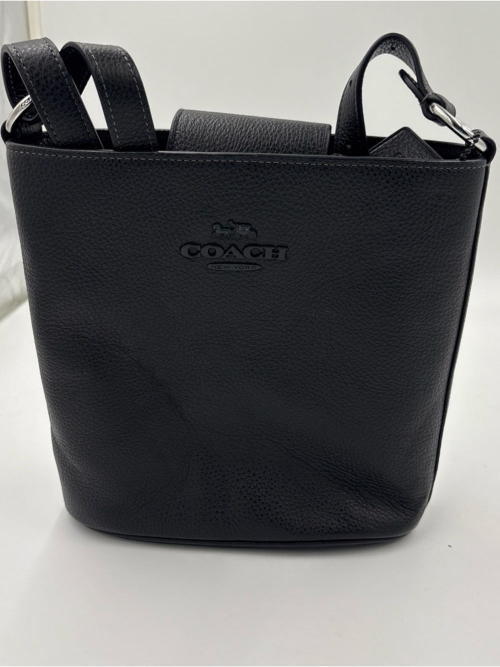 Coach Black Pebbled Leather Bucket Tote